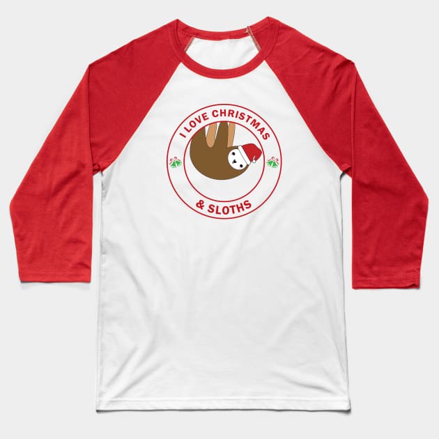 Christmas Sloth Baseball T-Shirt by Mint Cloud Art Studio